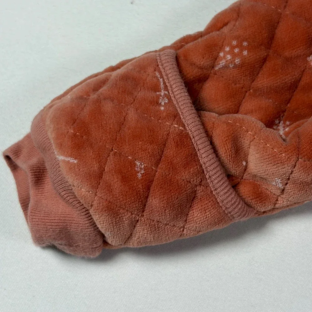 Nordstrom Quilted Velvet Bunting Hooded Bear Ears Baby 9 Months Rose Excellent